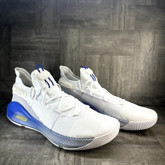 Under Armour Curry 6 Dub Nation White Royal Blue Mens Size 18 3020612-103